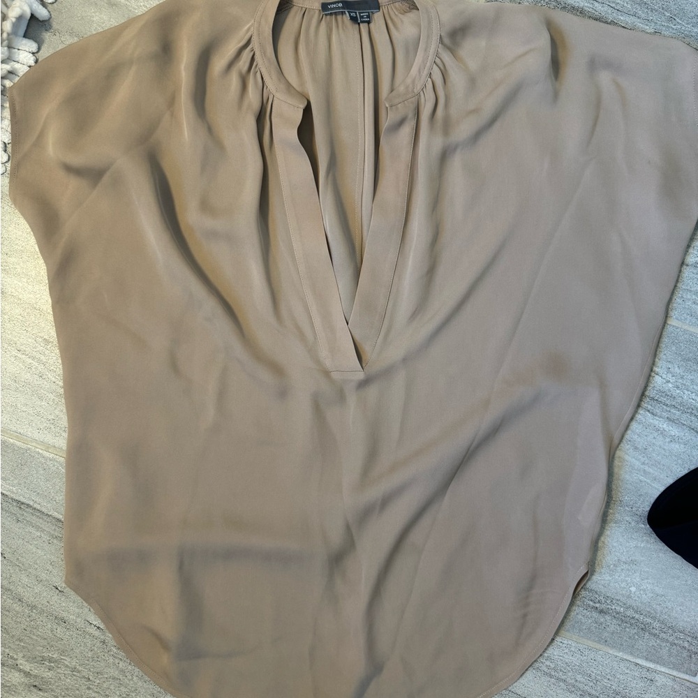 Vince short sleeve silk blouse